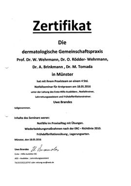 Weitere Zertifikate - Dres. Wehrmann & Kolleginnen in Münster