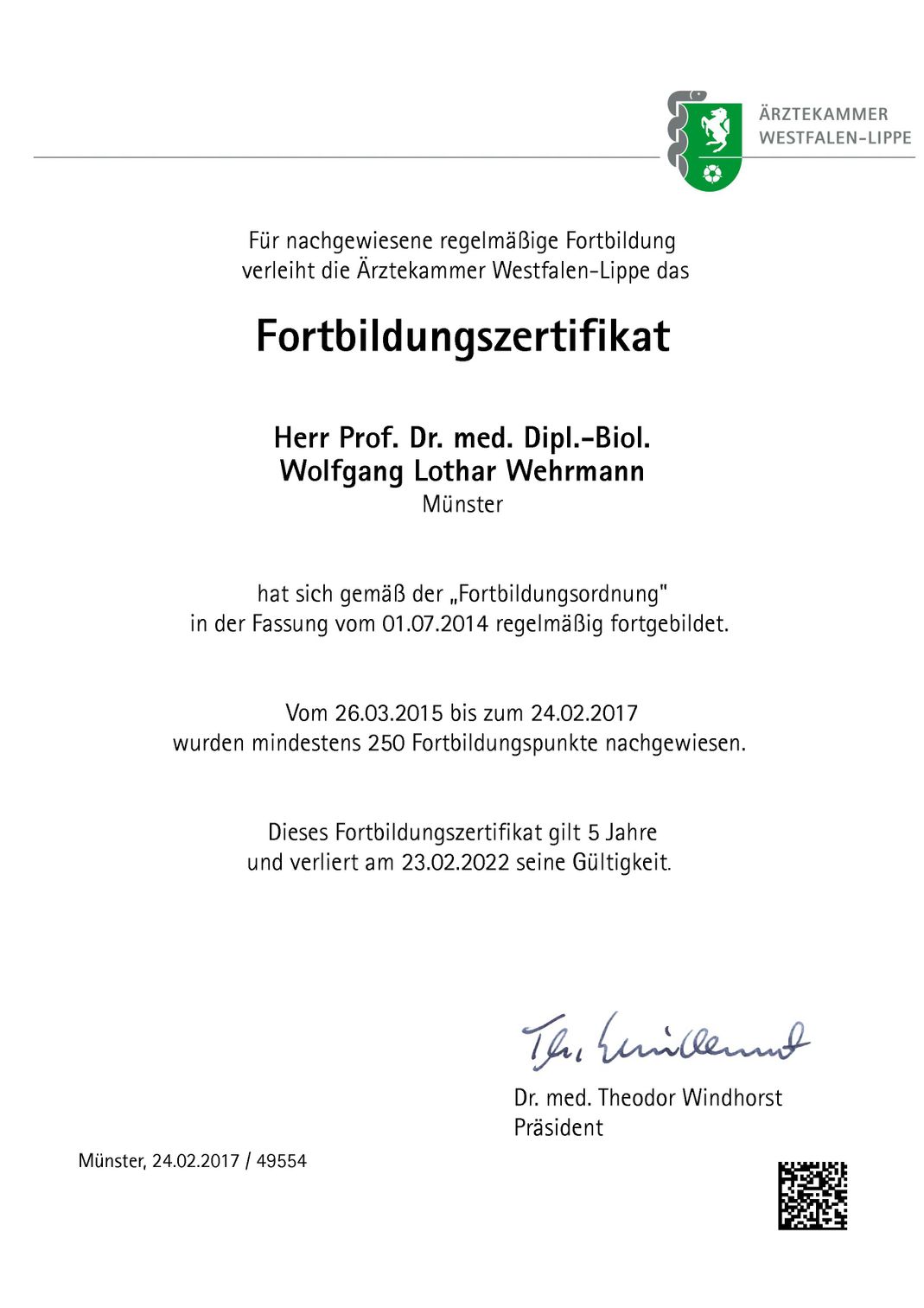 Weitere Zertifikate - Dres. Wehrmann & Kolleginnen in Münster
